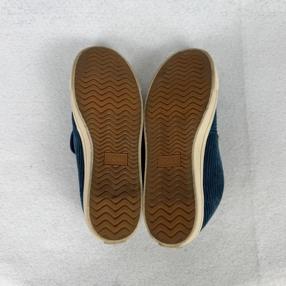 TOMS Slip On Sneakers Womens 6‎ UK 4 Corduroy Low Top Navy Blue Casual Summer